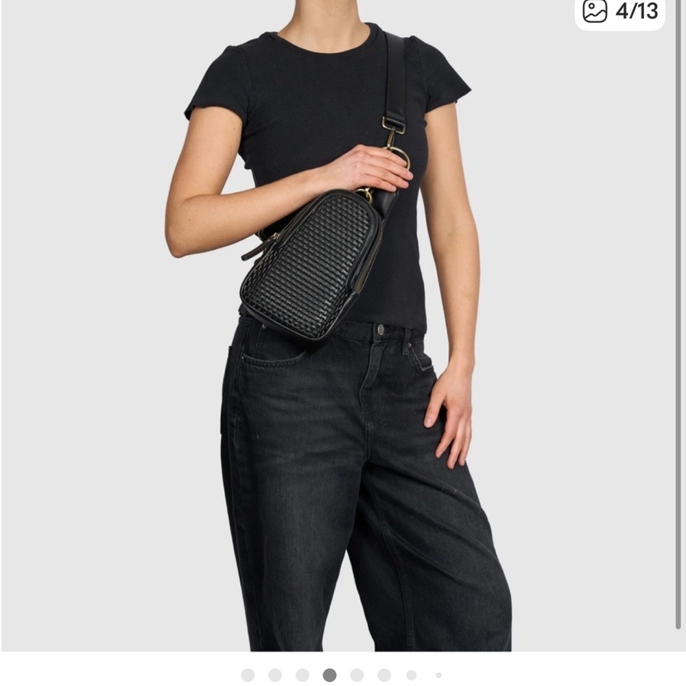 Anthropologie Urban Originals Black Woven Crossbody Bag